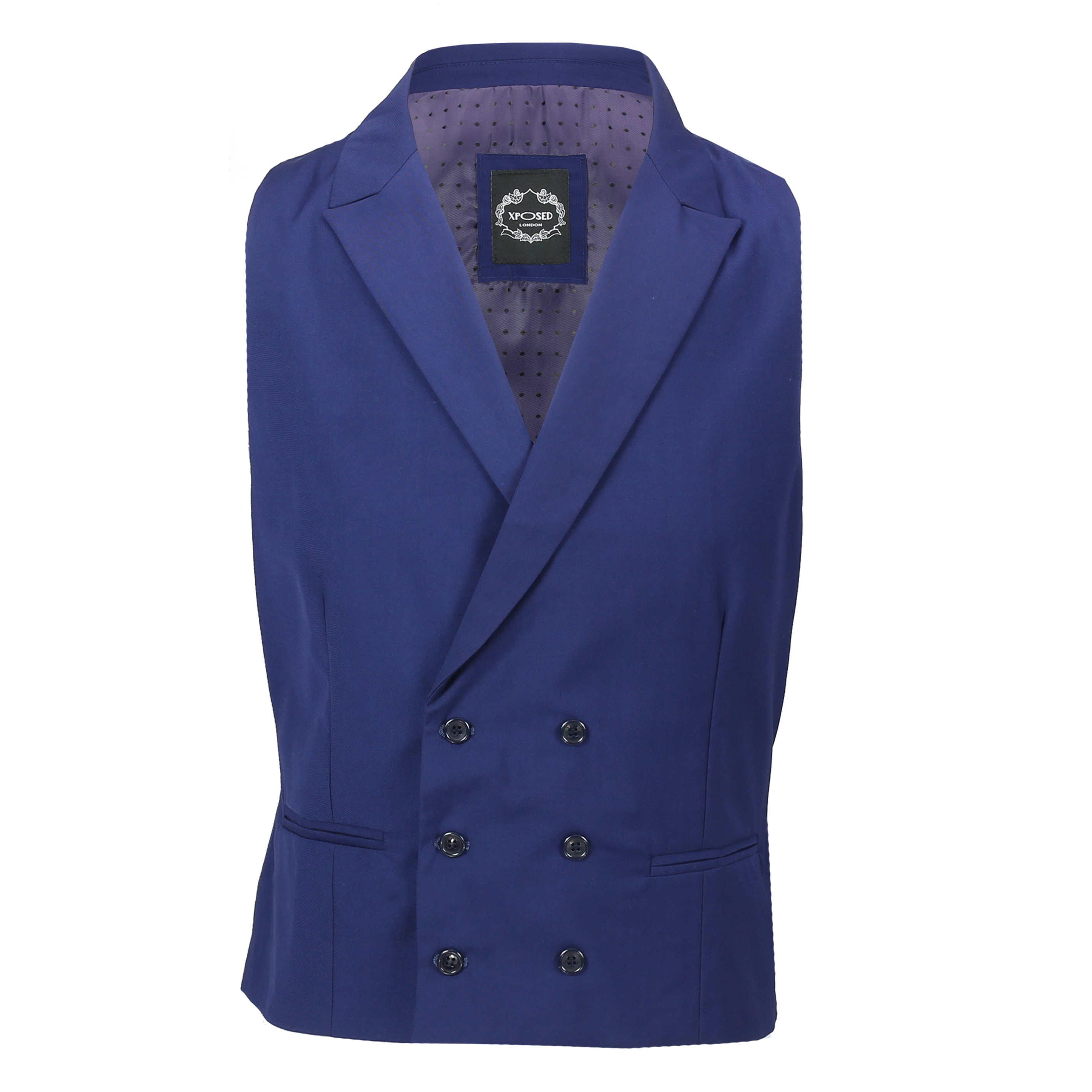 Mens Vintage Double Breasted Collar Waistcoat Retro Peak Lapel Smart